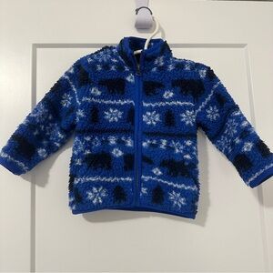 The Children’s Place Blue Festive Zip Up Sherpa Jacket Size 12-18 Months